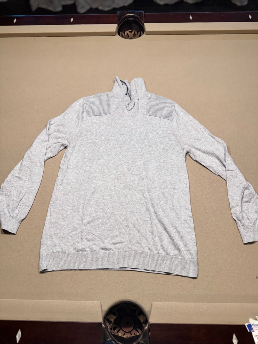Mossimo men's light grey heathered wool blend quarter-zip sweater